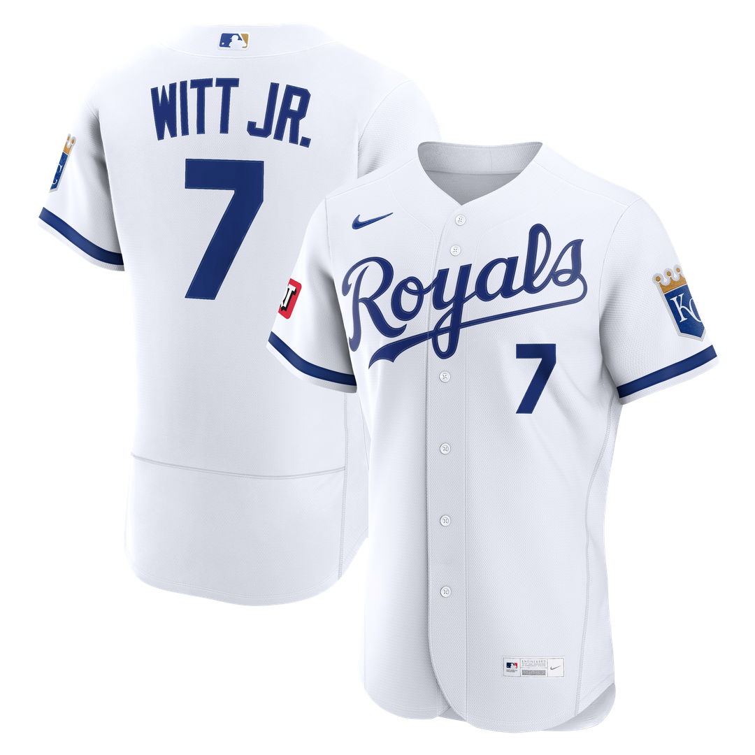Kansas City Royals Bobby Witt Jr. White Home Authentic Sponsor Patch Jersey
