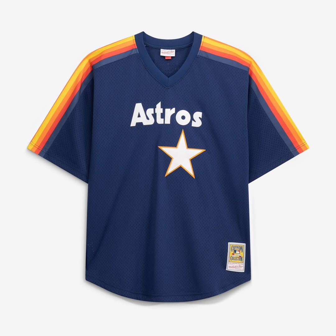 Houston Astros Nolan Ryan Navy Cooperstown Collection Big & Tall Mesh Batting Practice Jersey