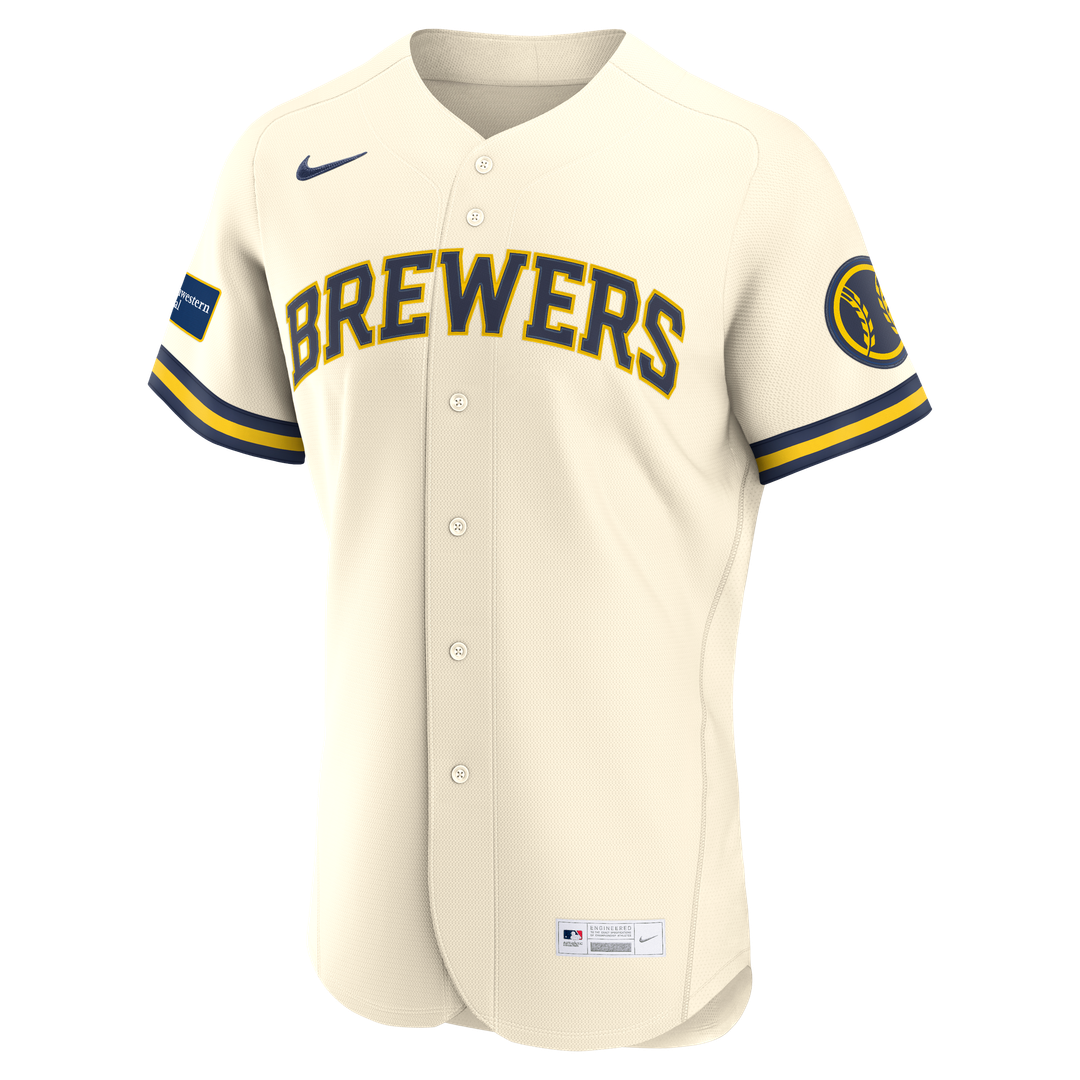 Milwaukee Brewers Cream Home Sponsor Patch Authentic Jersey