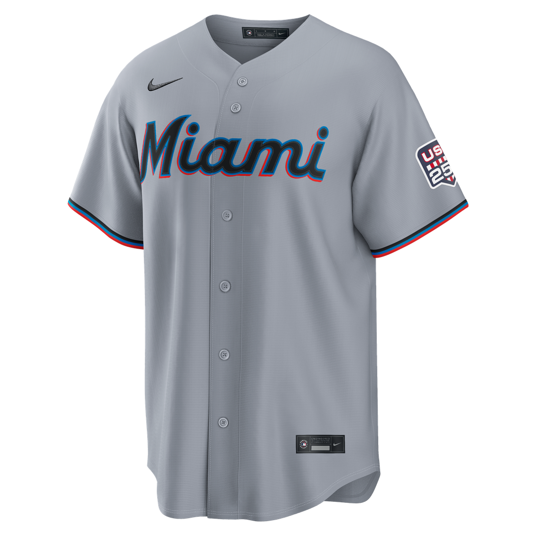 Fourth of July Men's Miami Marlins Kyle Stowers Gray USA 250 Stadium Jersey