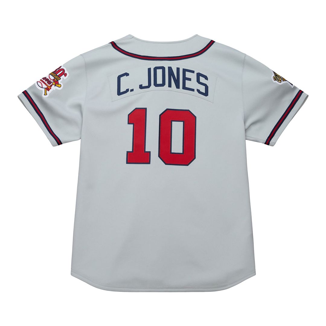 Atlanta Braves Chipper Jones Gray 1995 Throwback Authentic Jersey