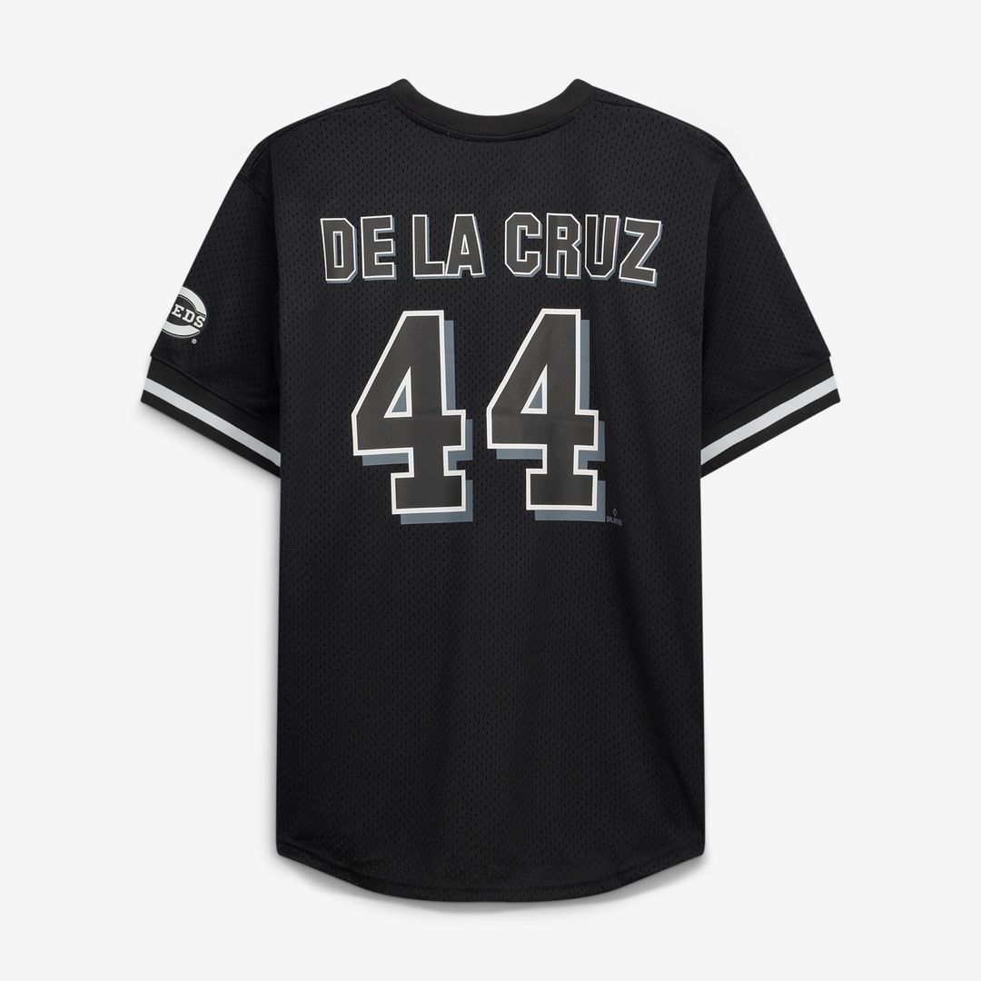 Cincinnati Reds Elly De La Cruz Black/White Big & Tall Heavyweight Mesh Jersey