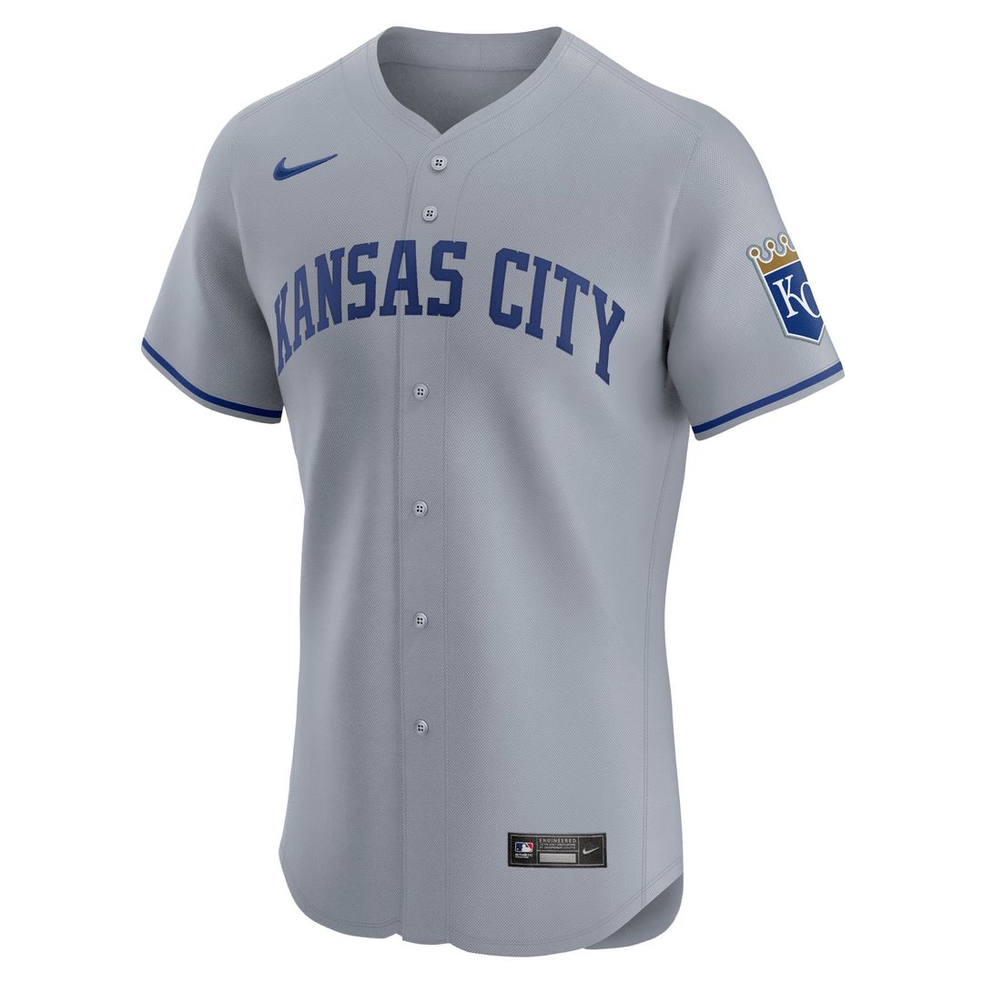 Kansas City Royals Gray Road Vapor Premier Elite Patch Jersey