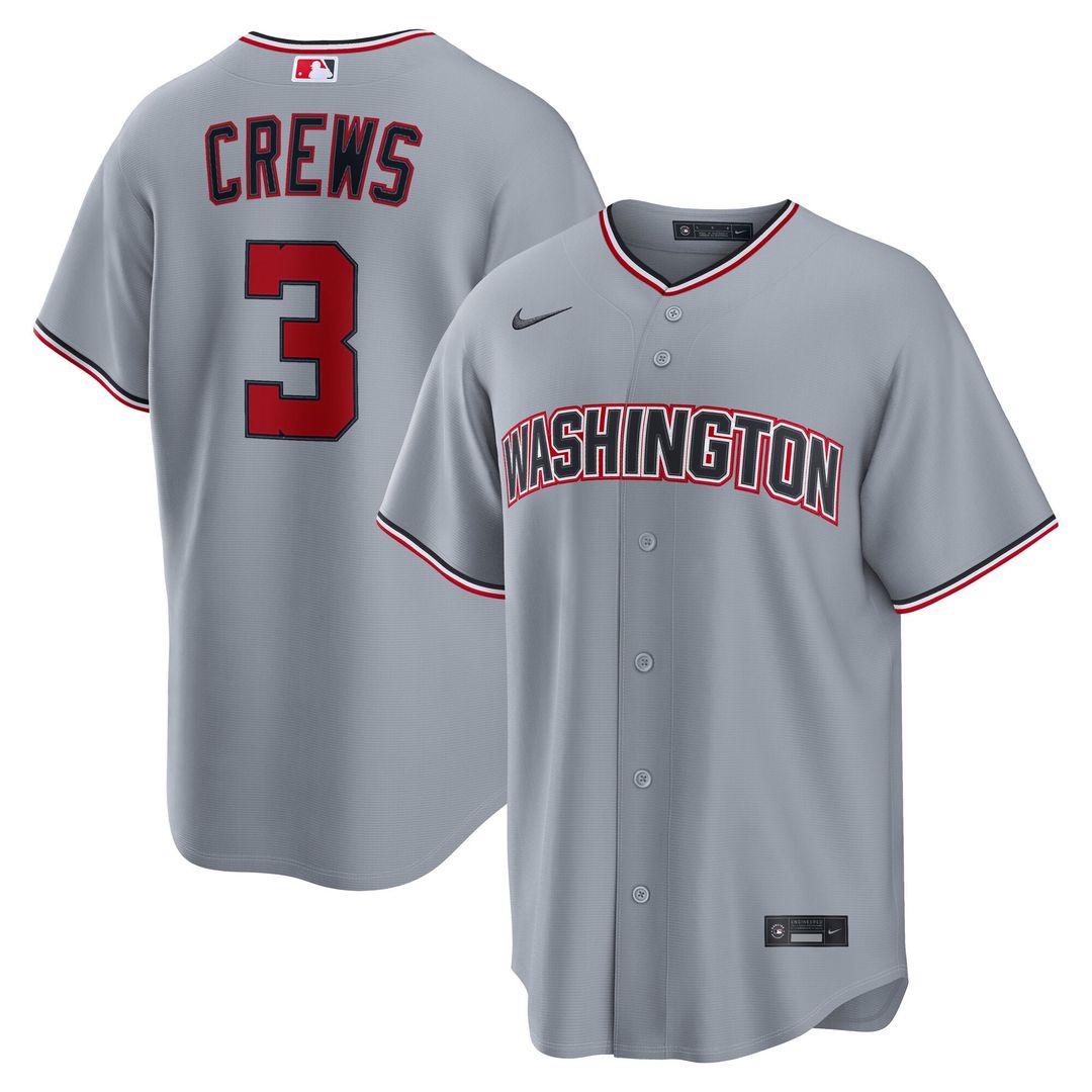 Washington Nationals Dylan Crews Gray Road Replica Jersey