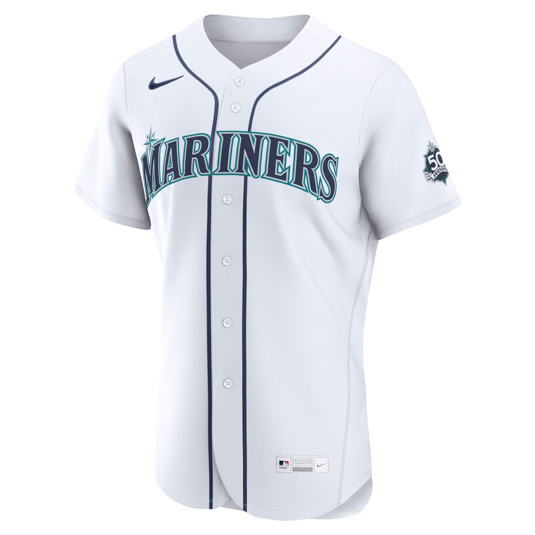 Seattle Mariners Logan Gilbert White Home 50th Season Authentic Jersey