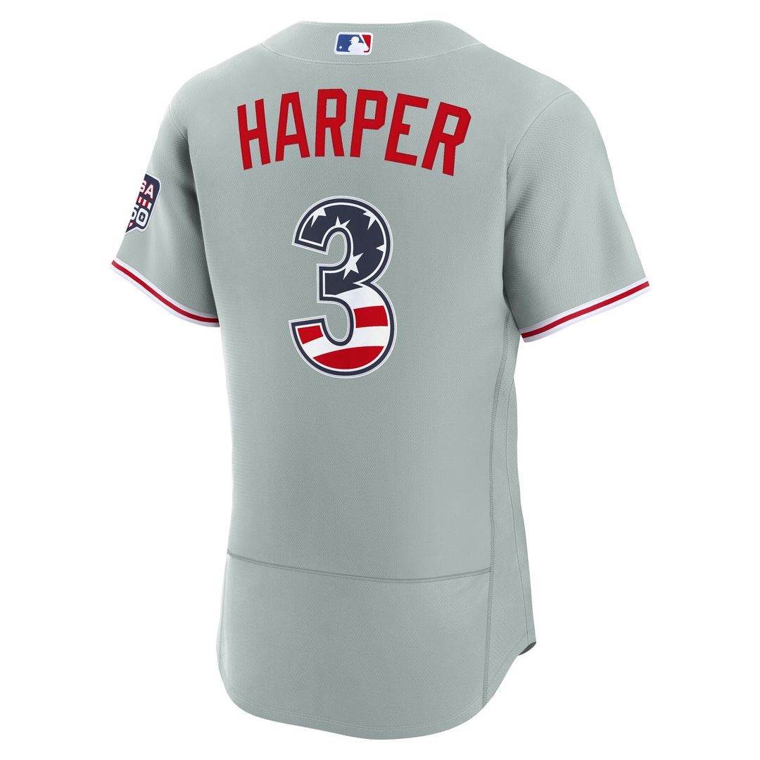 Fourth of July Men's Philadelphia Phillies Bryce Harper Gray USA 250 Authentic Jersey