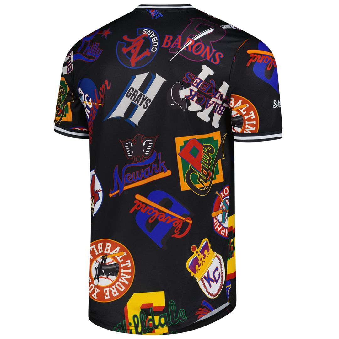 Negro League Baseball Merchandise Negro League Baseball Black Allover Print V-Neck Baseball Jersey
