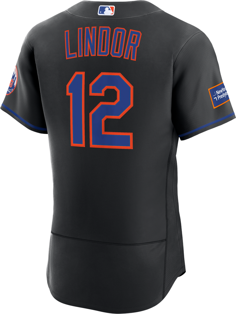 New York Mets Francisco Lindor Black Alternate Authentic Sponsor Patch Jersey
