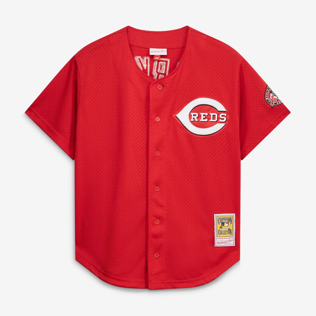 Cincinnati Reds Barry Larkin Red Throwback Cooperstown Mesh Batting Practice Jersey