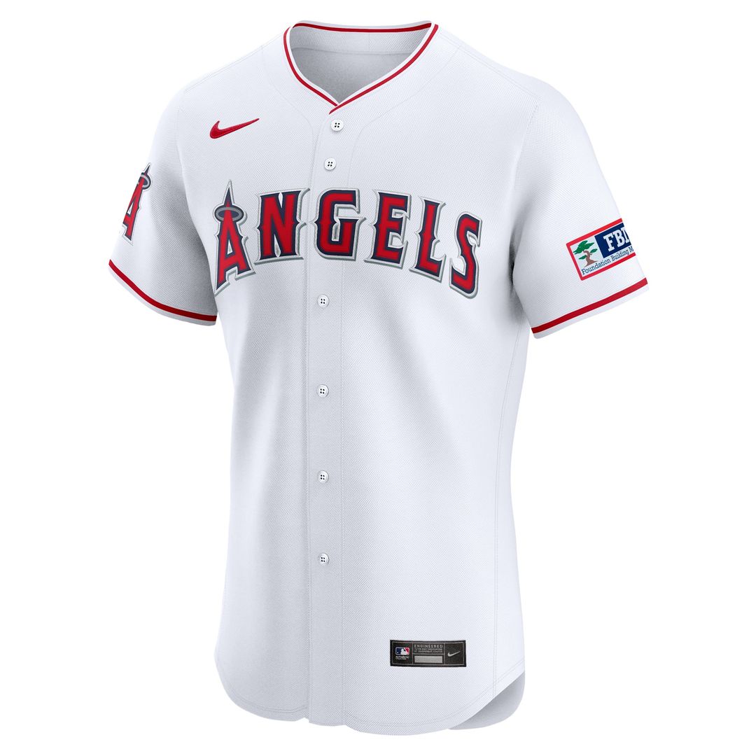 Los Angeles Angels White Home Elite Patch Jersey