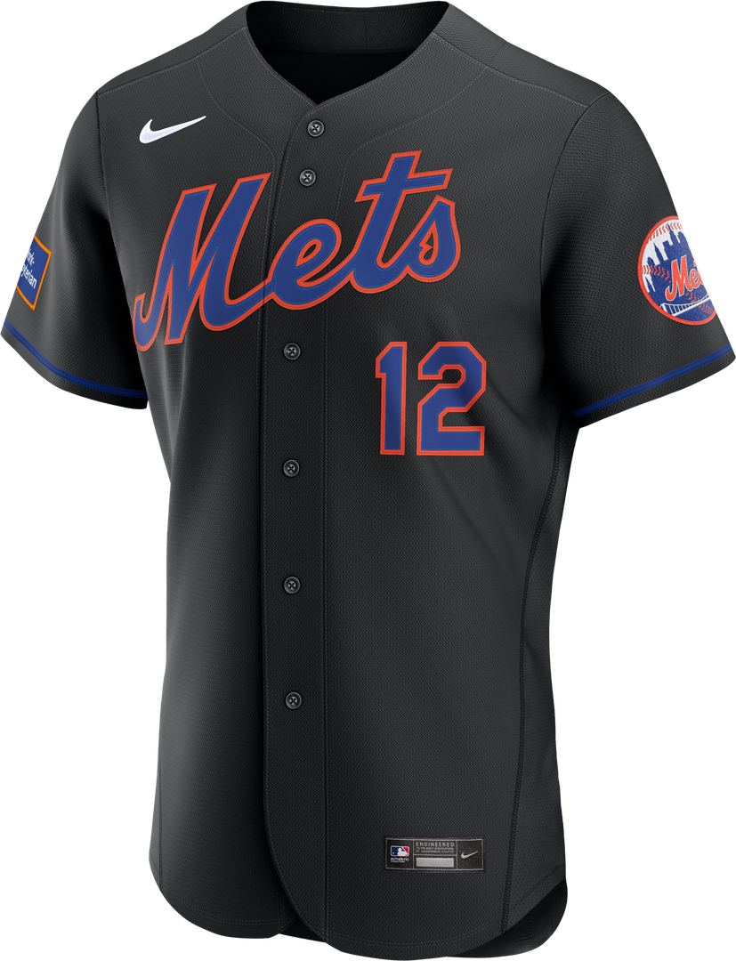 New York Mets Francisco Lindor Black Alternate Authentic Sponsor Patch Jersey