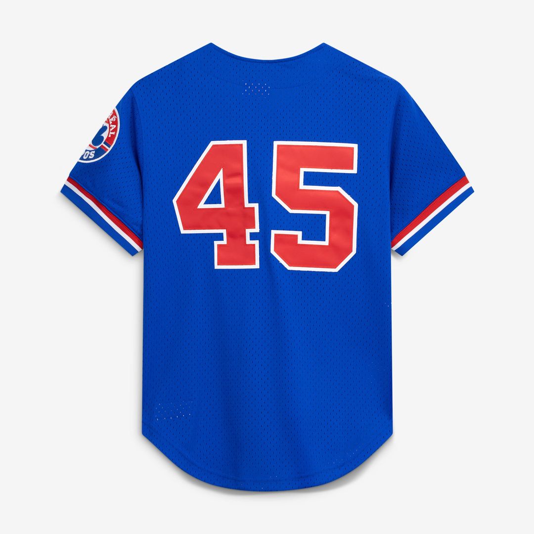 Montreal Expos Pedro Martinez Blue Cooperstown Collection Mesh Batting Practice Button-Up Jersey