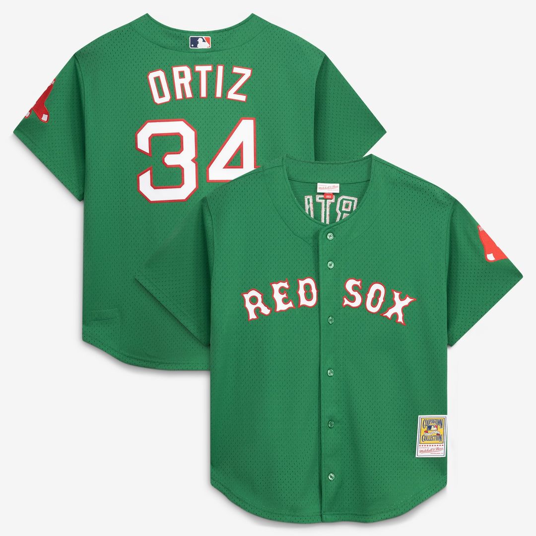 Boston Red Sox David Ortiz Red Cooperstown Collection Mesh Batting Practice Button-Up Jersey