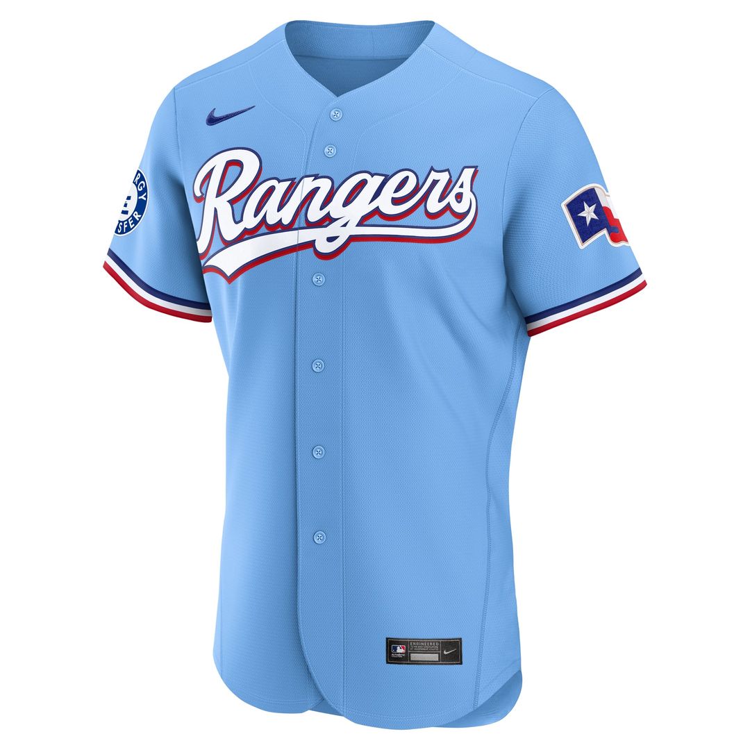 Texas Rangers Light Blue Alternate Sponsor Patch Authentic Jersey