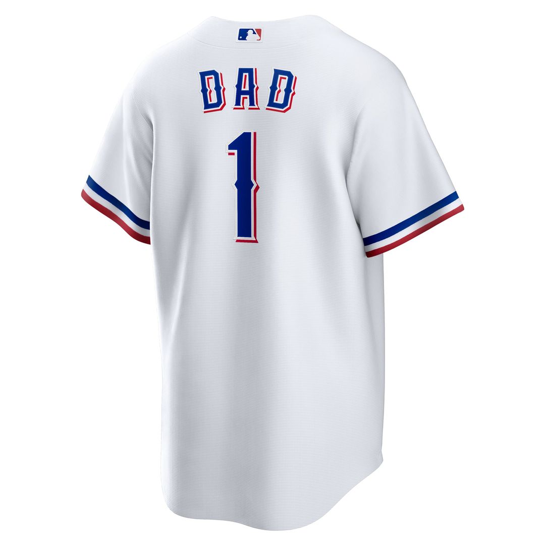 Texas Rangers White #1 Dad Home Replica Jersey