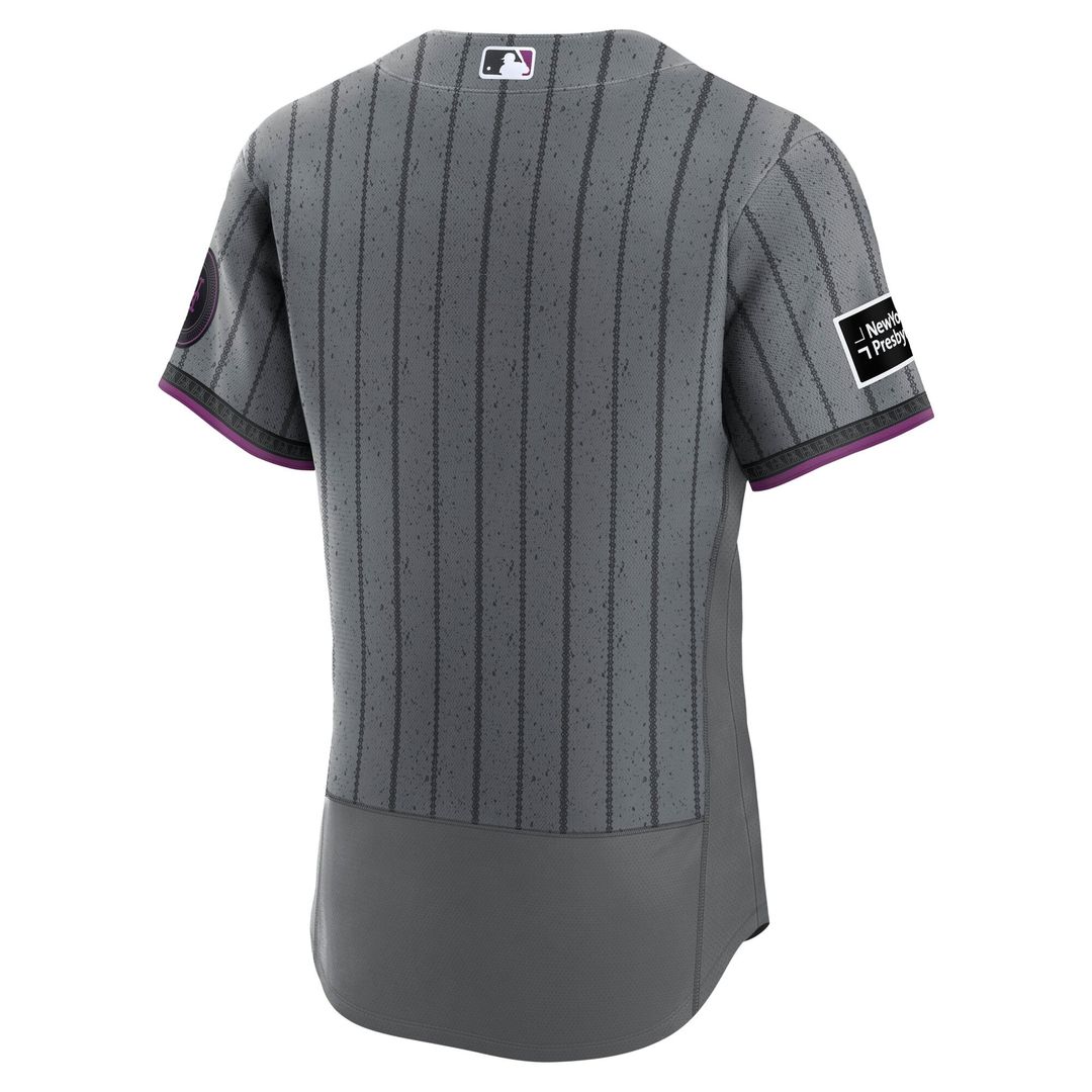 New York Mets Gray City Connect Authentic Sponsor Patch Jersey