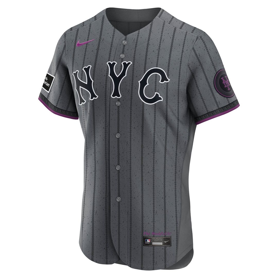 New York Mets Gray City Connect Authentic Sponsor Patch Jersey