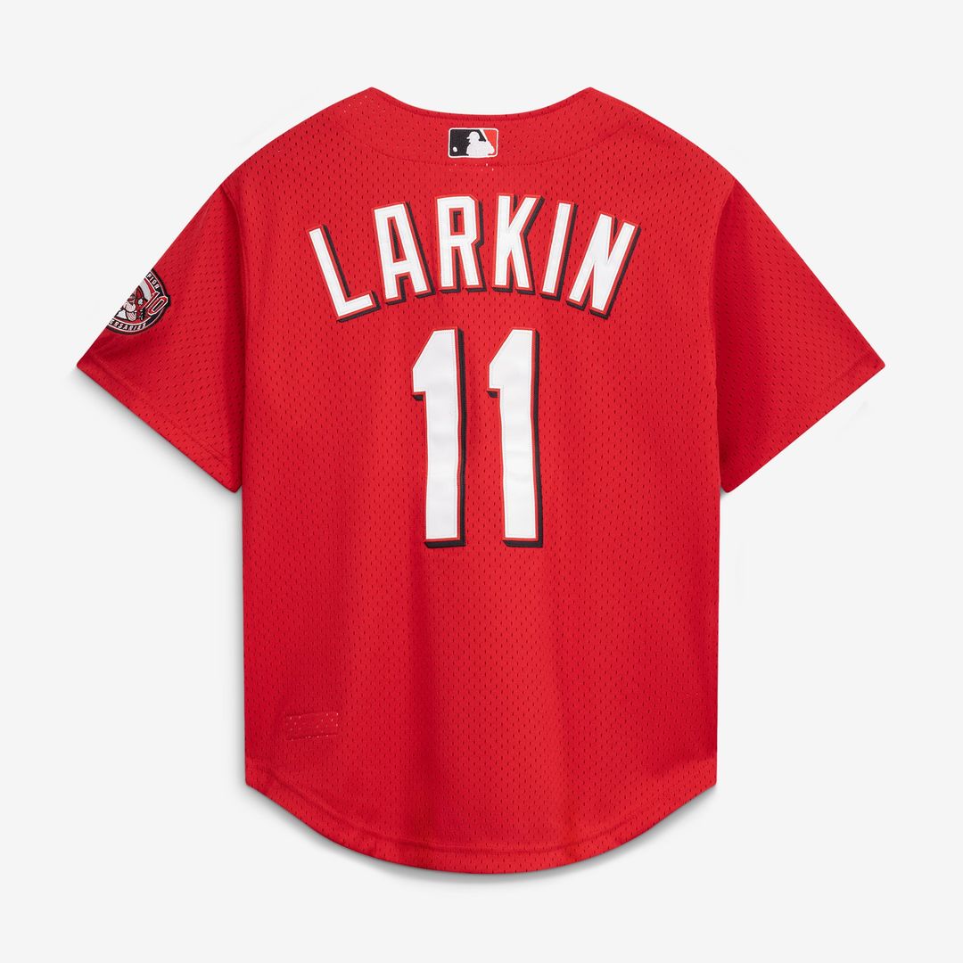 Cincinnati Reds Barry Larkin Red Throwback Cooperstown Mesh Batting Practice Jersey