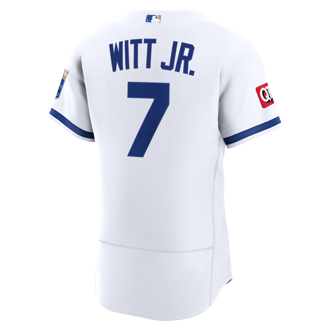 Kansas City Royals Bobby Witt Jr. White Home Authentic Sponsor Patch Jersey