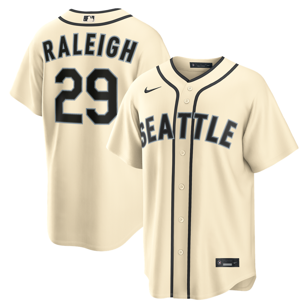 Seattle Mariners Cal Raleigh Navy Road Replica Jersey