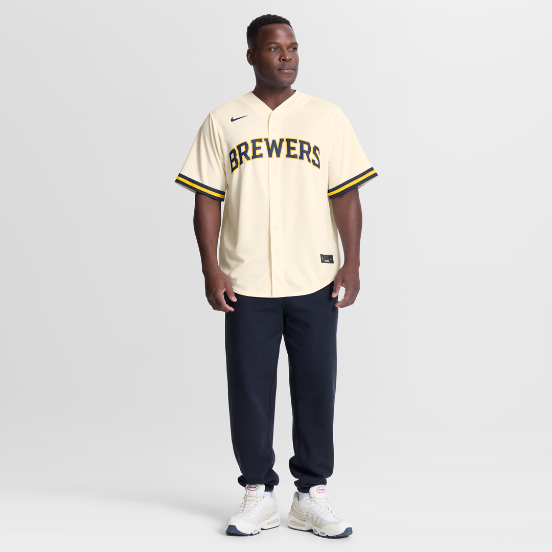 Milwaukee Brewers Christian Yelich Cream Home Replica Jersey