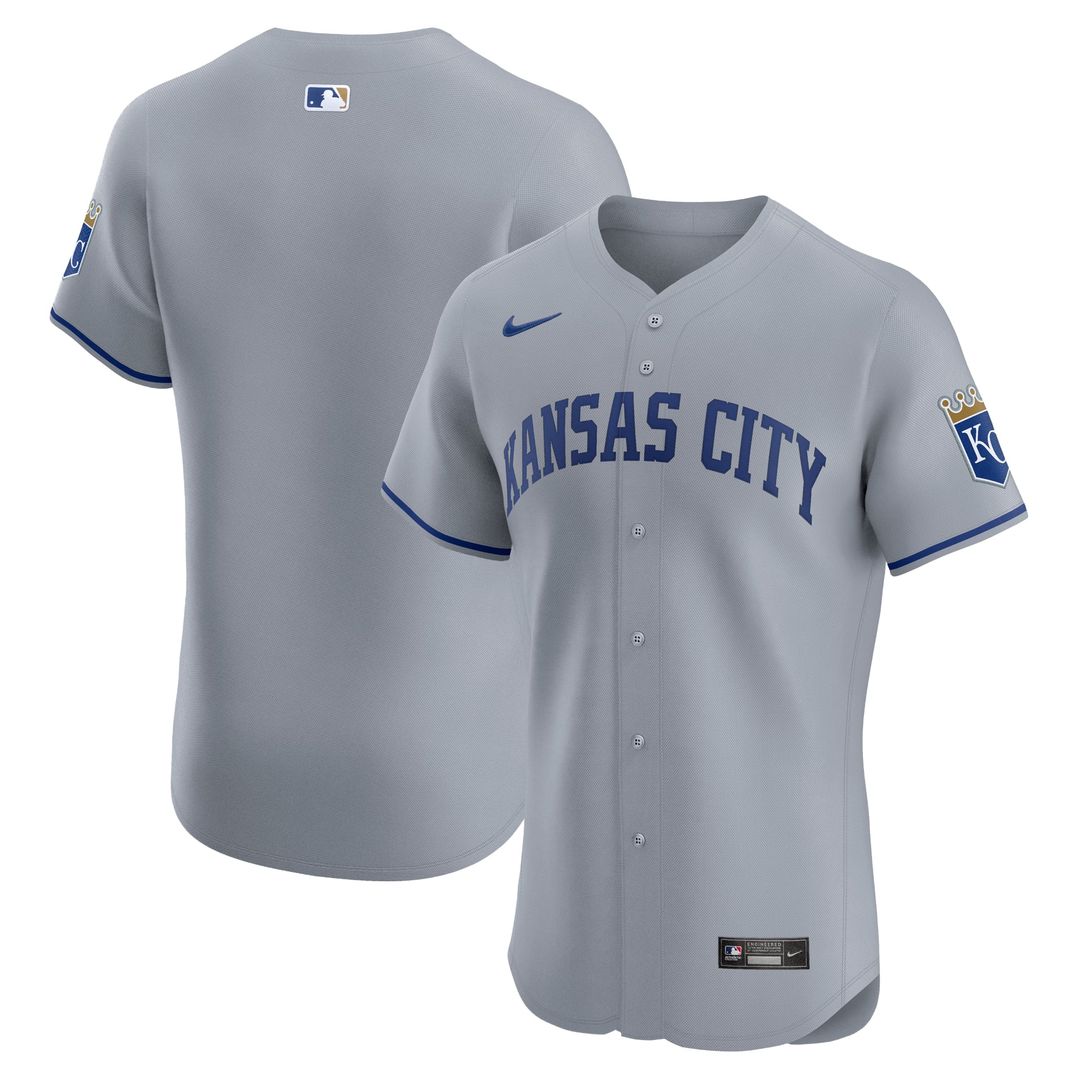 Kansas City Royals Gray Road Vapor Premier Elite Patch Jersey