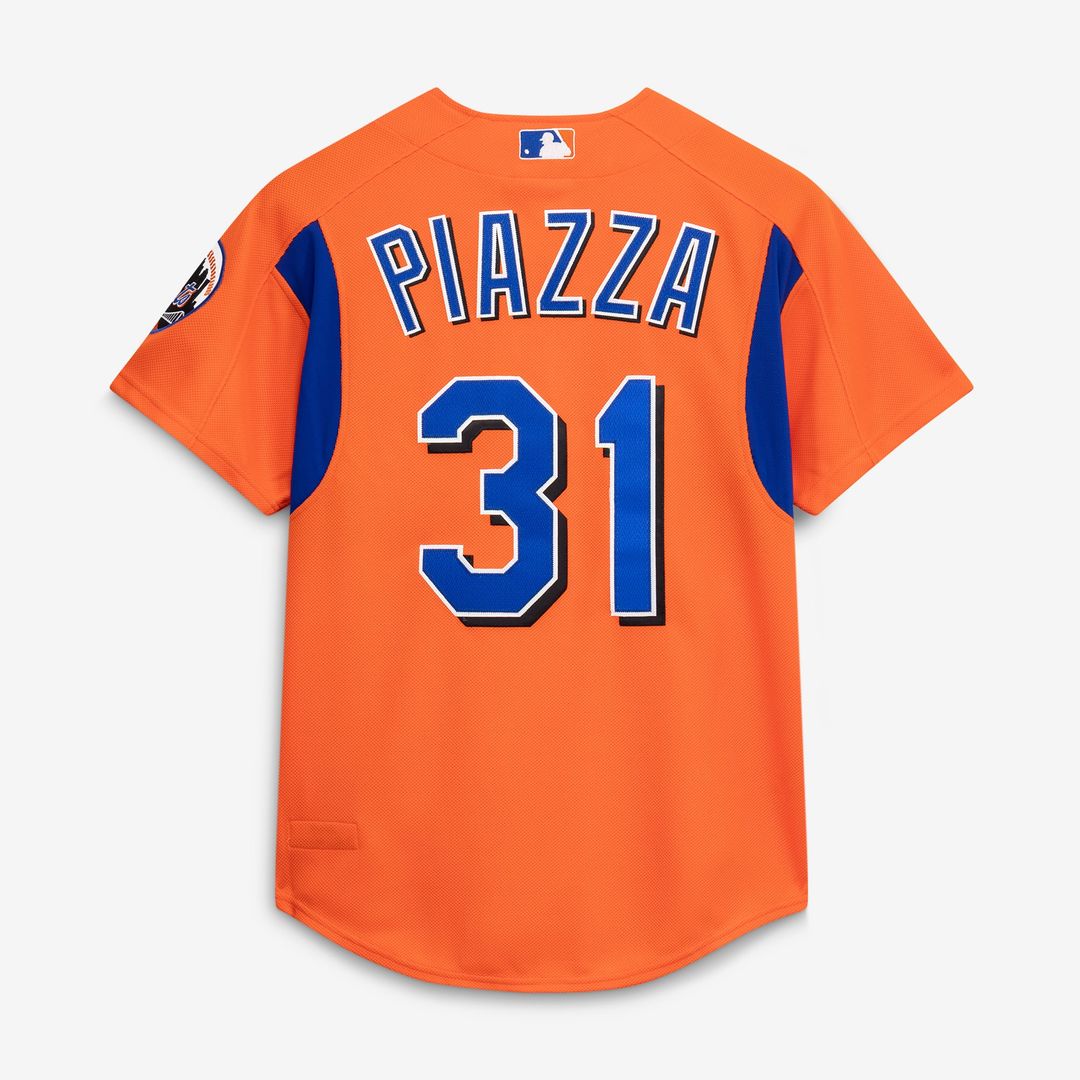 New York Mets Mike Piazza Royal Cooperstown Collection Mesh Batting Practice Button-Up Jersey