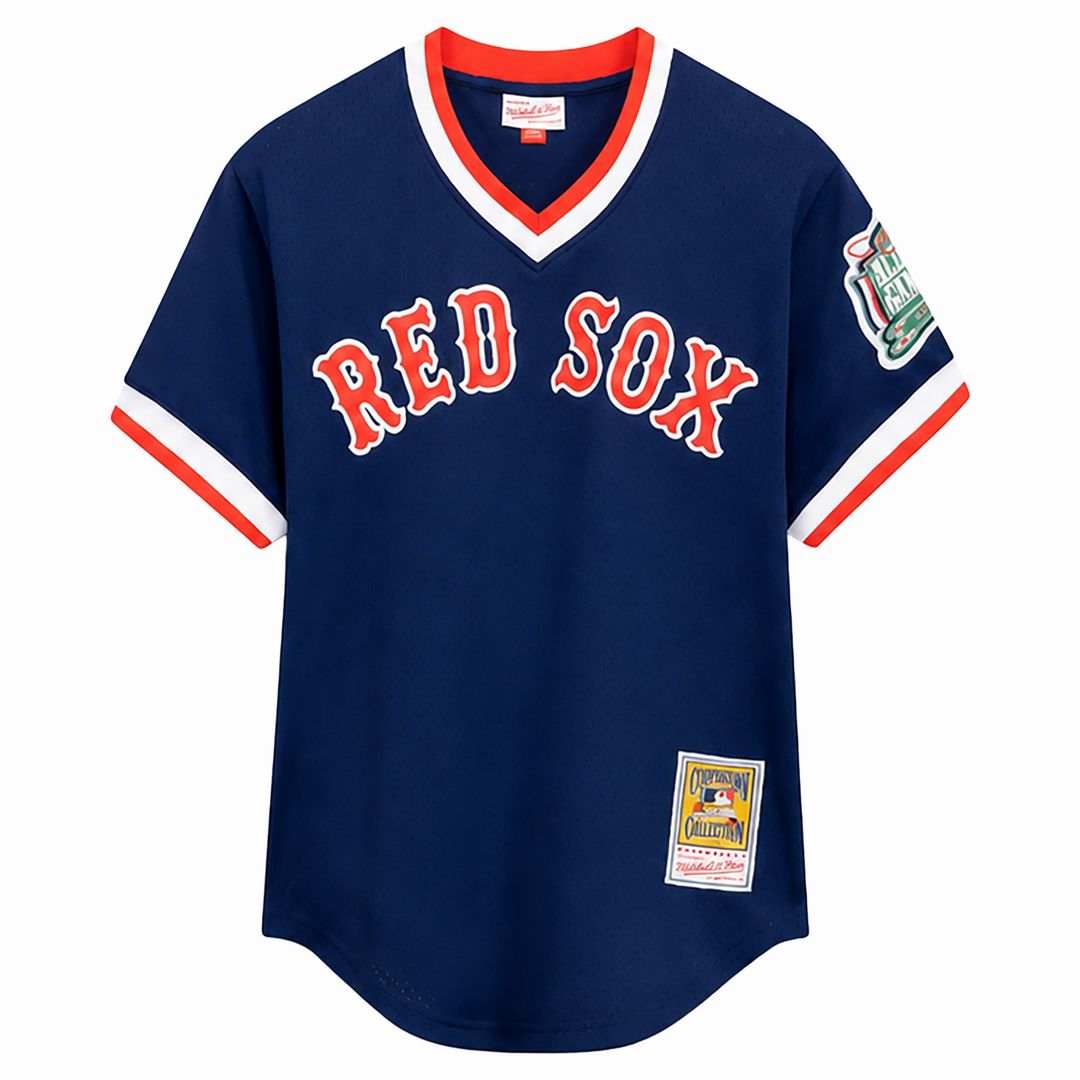 Boston Red Sox Nomar Garciaparra Navy Big & Tall Cooperstown Mesh Batting Practice Jersey