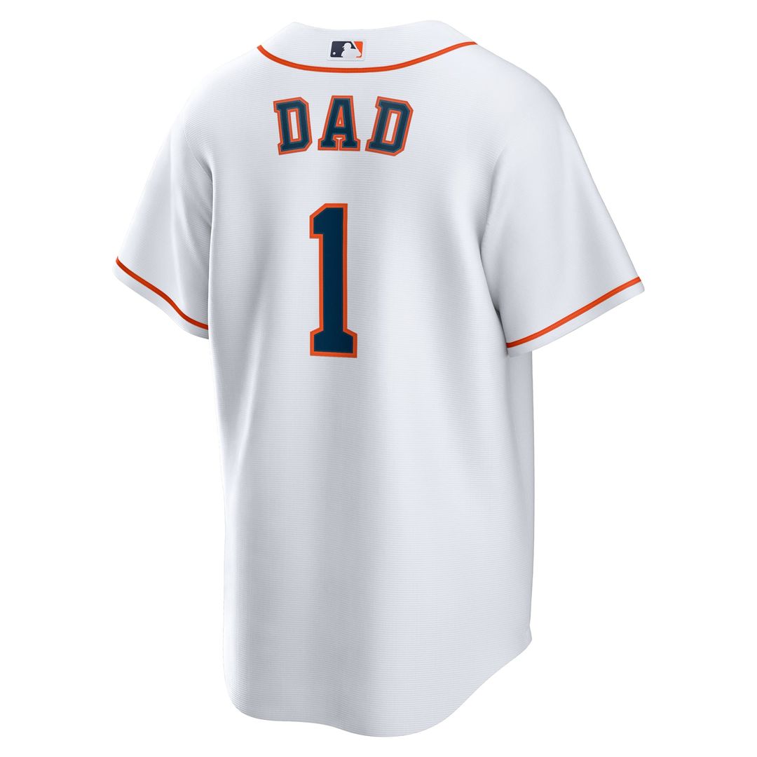 Houston Astros White #1 Dad Home Replica Jersey