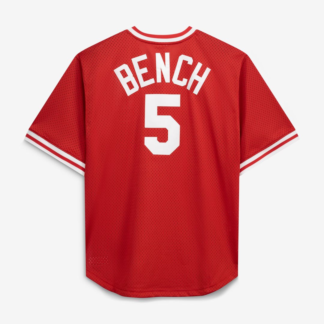 Cincinnati Reds Johnny Bench Red Cooperstown Collection Big & Tall Mesh Batting Practice Jersey
