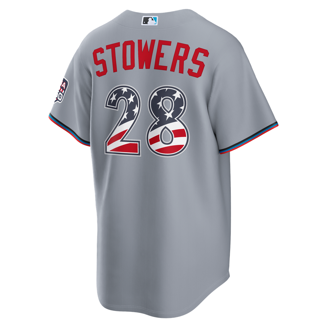 Fourth of July Men's Miami Marlins Kyle Stowers Gray USA 250 Stadium Jersey