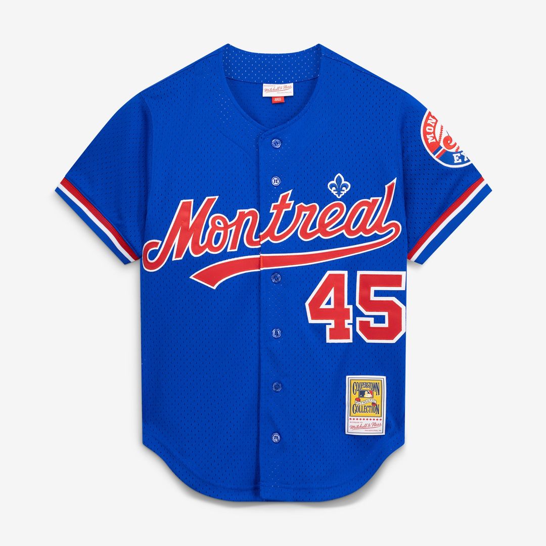 Montreal Expos Pedro Martinez Blue Cooperstown Collection Mesh Batting Practice Button-Up Jersey