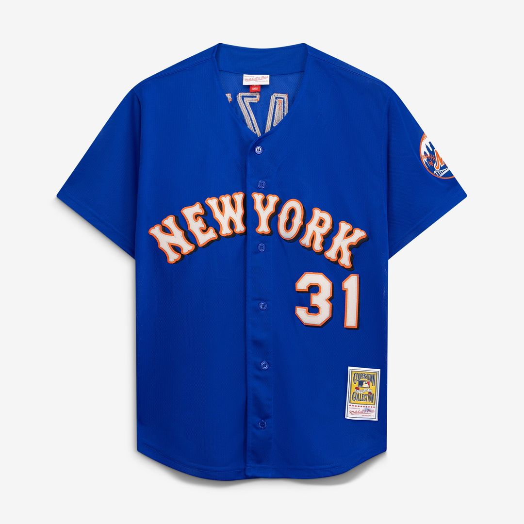 New York Mets Mike Piazza Royal Cooperstown Collection Mesh Batting Practice Button-Up Jersey