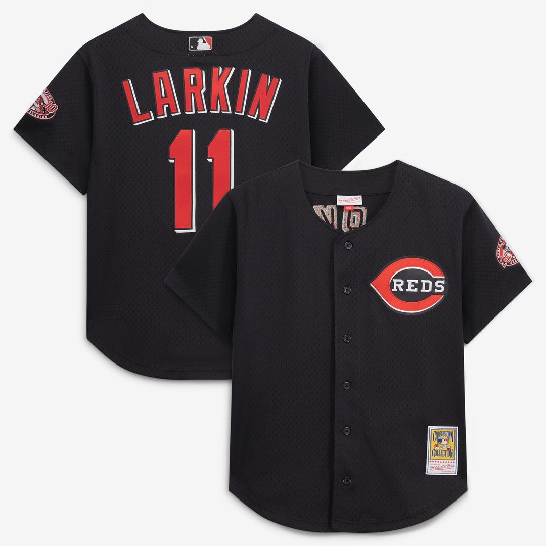 Cincinnati Reds Barry Larkin Red Throwback Cooperstown Mesh Batting Practice Jersey