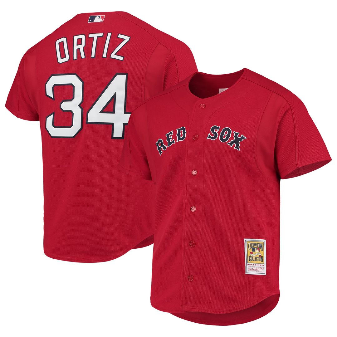 Boston Red Sox David Ortiz Red Cooperstown Collection Mesh Batting Practice Button-Up Jersey