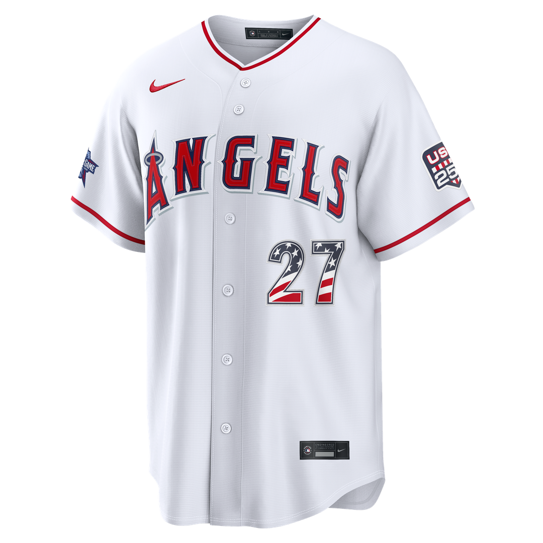 2026 All-Star Edition Stars & Stripes Men's Los Angeles Angels Mike Trout White Stadium Jersey