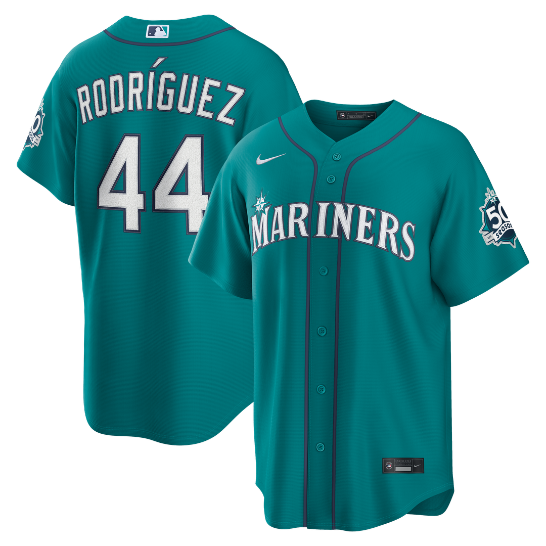 Seattle Mariners Julio Rodríguez Teal Alternate Stadium 50th Season Patch Jersey