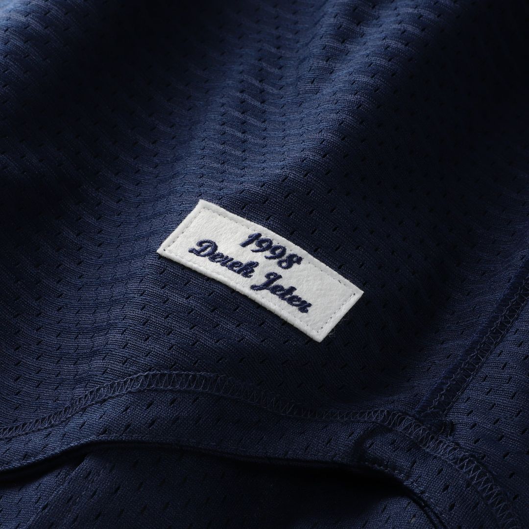 New York Yankees Derek Jeter Navy Cooperstown Collection Mesh Batting Practice Button-Up Jersey