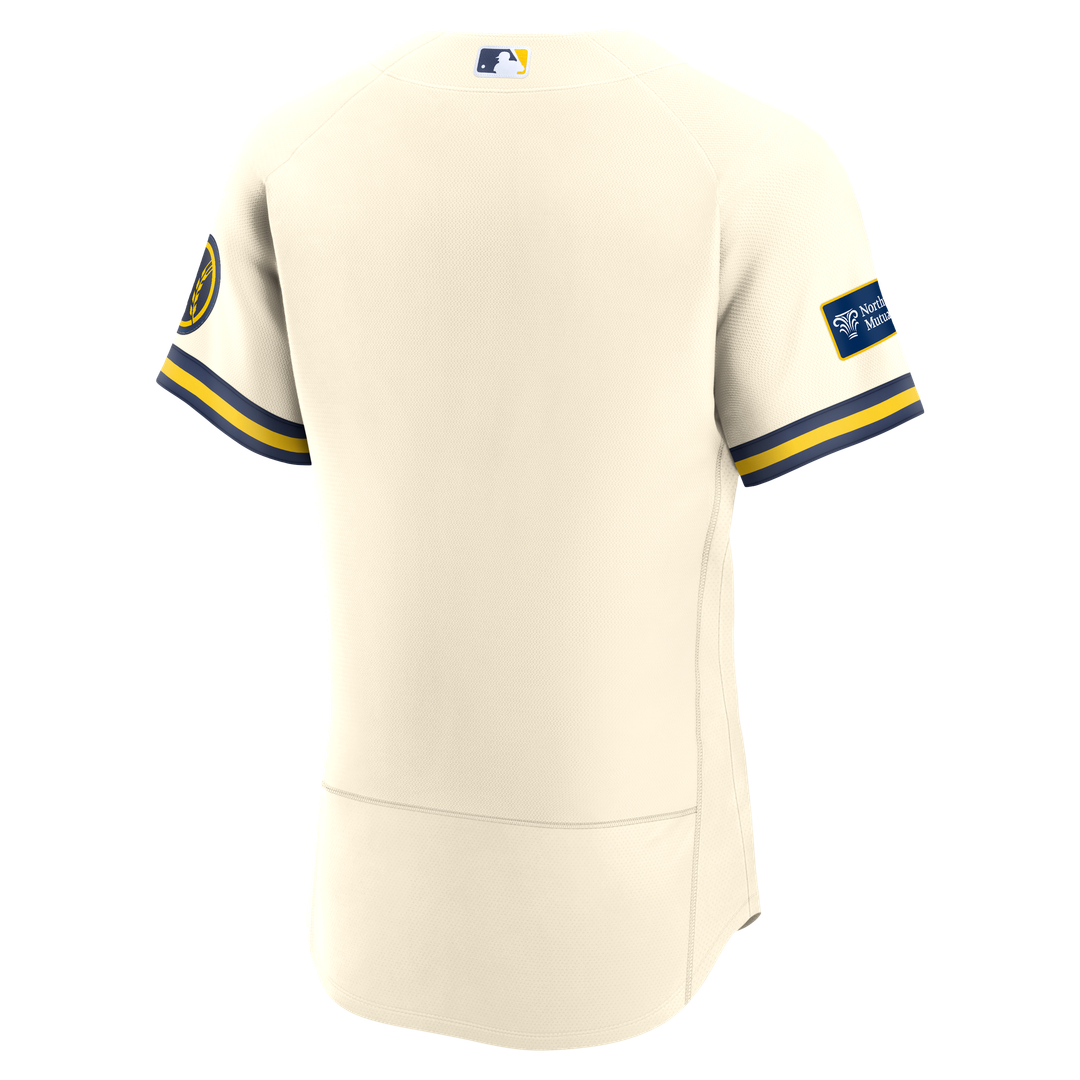 Milwaukee Brewers Cream Home Sponsor Patch Authentic Jersey