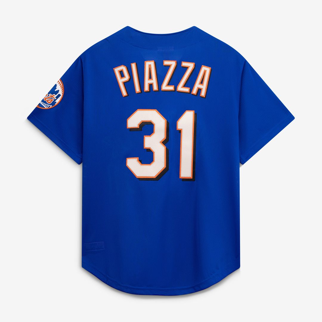 New York Mets Mike Piazza Royal Cooperstown Collection Mesh Batting Practice Button-Up Jersey
